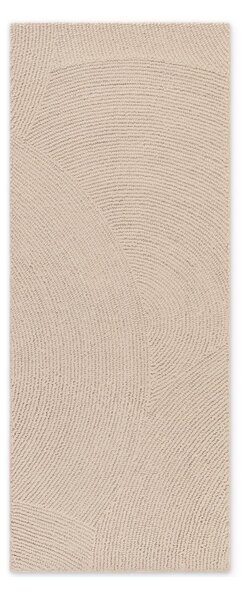 Covor tip traversă bej țesut manual din lână 80x200 cm Calmio – Hanse Home