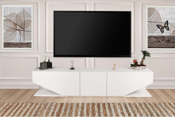 Comoda TV Inci, din PAL melaminat, alb, 180x30x40 cm