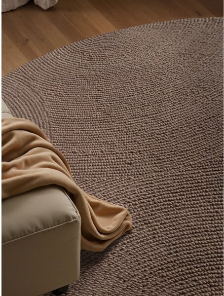Covor taupe țesut manual rotund din lână ø 120 cm Calmio – Hanse Home