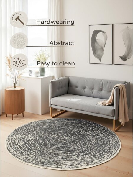 Covor gri-crem rotund ø 120 cm Gloria Cavallo – Hanse Home