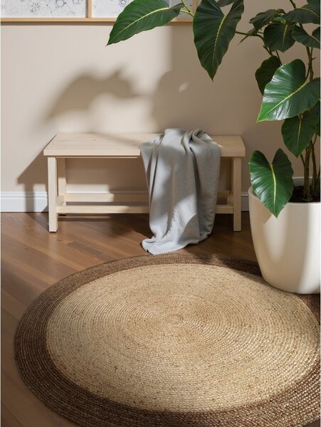 Covor grej reversibil, țesut manual rotund din iută ø 120 cm Jutta Greige – Hanse Home