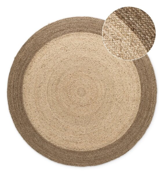 Covor grej reversibil, țesut manual rotund din iută ø 120 cm Jutta Greige – Hanse Home