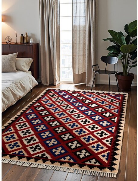 Covor roșu reversibil, țesut manual din lână 120x170 cm Kamal Rami – Nouristan