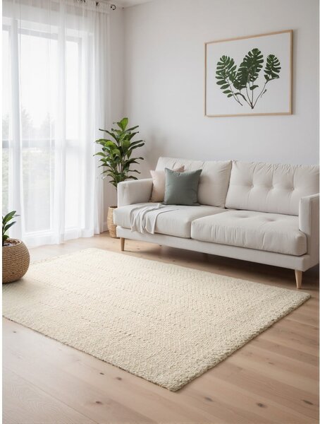 Covor crem-fildeș țesut manual din amestesc de lână 80x150 cm Majoli – Elle Decoration