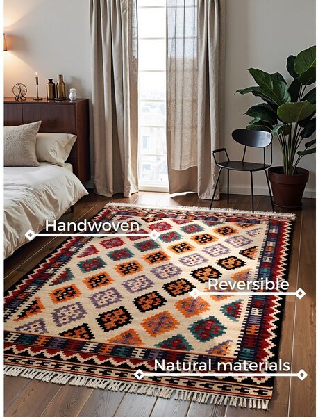 Covor roșu reversibil, țesut manual din lână 120x170 cm Kamal Kian – Nouristan