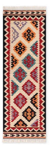 Covor tip traversă roșu reversibil, țesut manual din lână 60x190 cm Kamal Kian – Nouristan