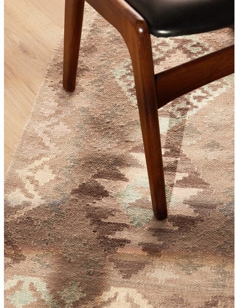 Covor tip traversă albastru deschis-bej reversibil, țesut manual din lână 60x190 cm Kamal Dune – Nouristan