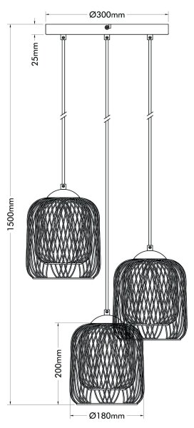 Globo 15965-3HR - Lustră suspendată pe cablu DICHTI, 3xE27/40W/230V