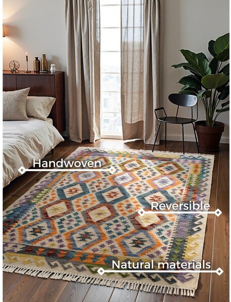 Covor reversibil, țesut manual din lână 120x170 cm Kamal Oasis – Nouristan