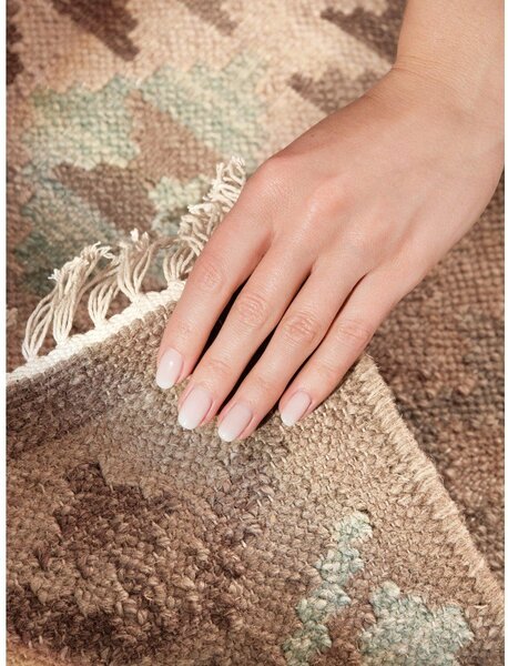 Covor tip traversă albastru deschis-bej reversibil, țesut manual din lână 60x190 cm Kamal Dune – Nouristan