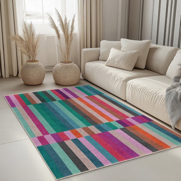 Covor tip traversă turcoaz lavabil 60x230 cm Acid Rain – Mila Home