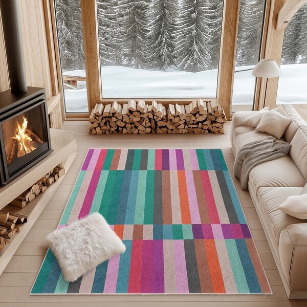 Covor tip traversă turcoaz lavabil 60x230 cm Acid Rain – Mila Home