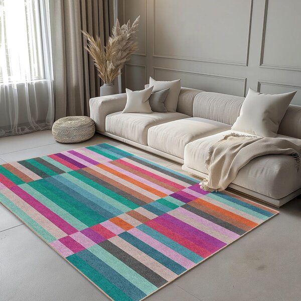Covor tip traversă turcoaz lavabil 60x230 cm Acid Rain – Mila Home