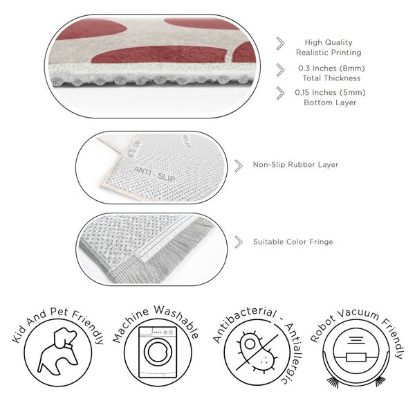 Covor tip traversă roșu lavabil 60x230 cm Red Meadow – Mila Home