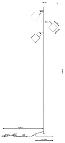 Lampadar TRENT Globo 54114-3S - 3x E14/25W/230V