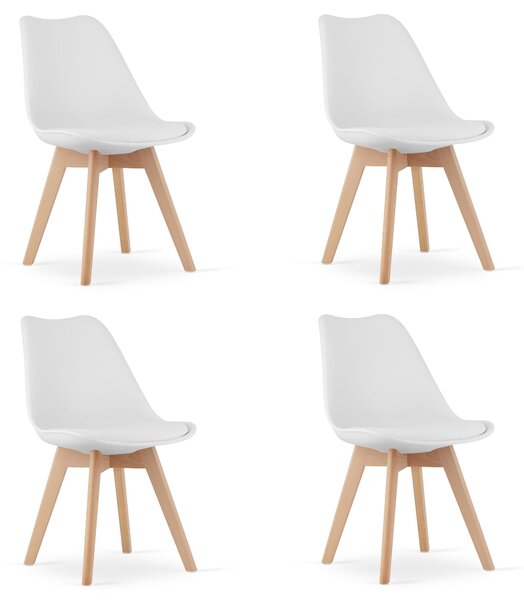 Set 4 Scaune Bucatarie/Dining Viko Alb Sezut Piele Ecologica