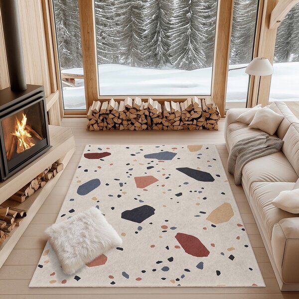 Covor tip traversă crem lavabil 80x200 cm Cracked Terrazzo – Mila Home