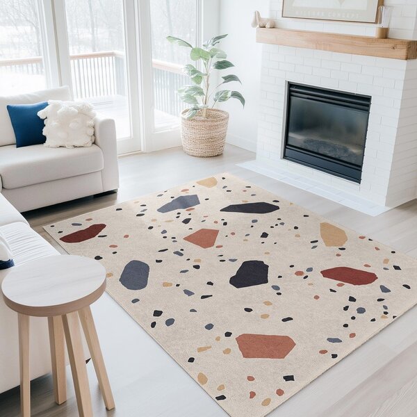 Covor tip traversă crem lavabil 80x200 cm Cracked Terrazzo – Mila Home