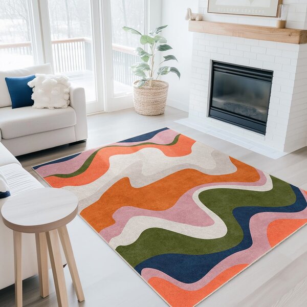Covor tip traversă portocaliu lavabil 60x230 cm Squiggly Orange – Mila Home