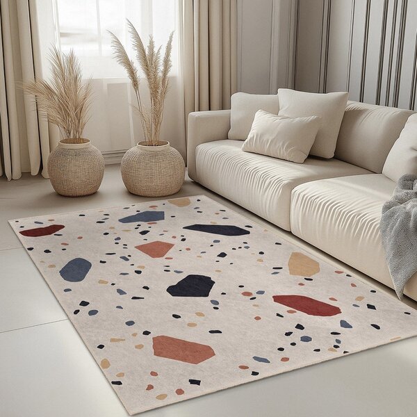 Covor tip traversă crem lavabil 80x200 cm Cracked Terrazzo – Mila Home