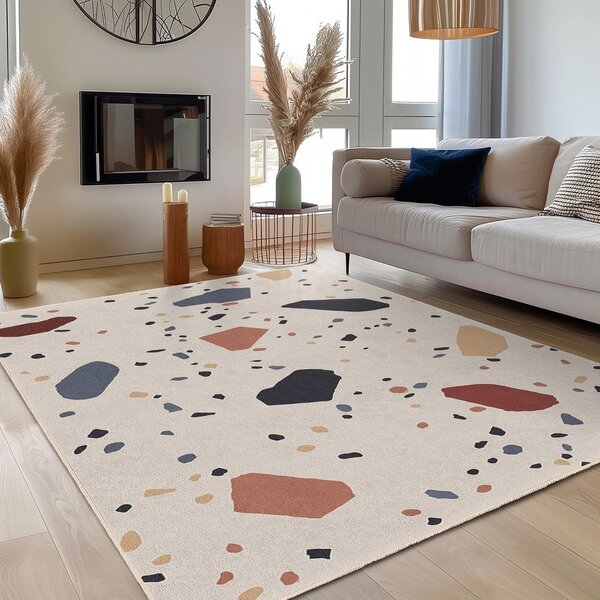 Covor tip traversă crem lavabil 80x200 cm Cracked Terrazzo – Mila Home