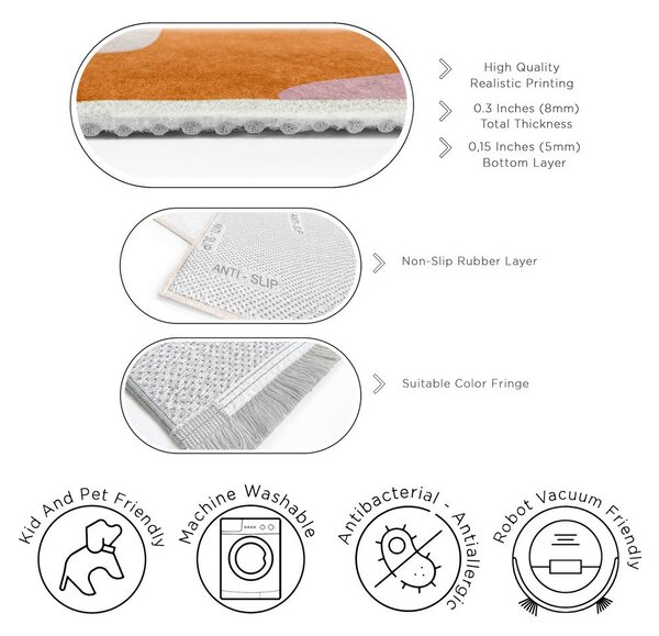 Covor tip traversă portocaliu lavabil 60x230 cm Squiggly Orange – Mila Home