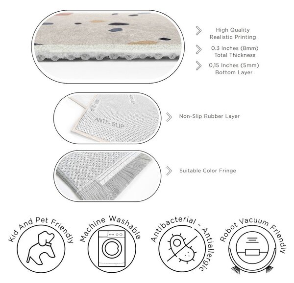 Covor tip traversă crem lavabil 80x200 cm Cracked Terrazzo – Mila Home