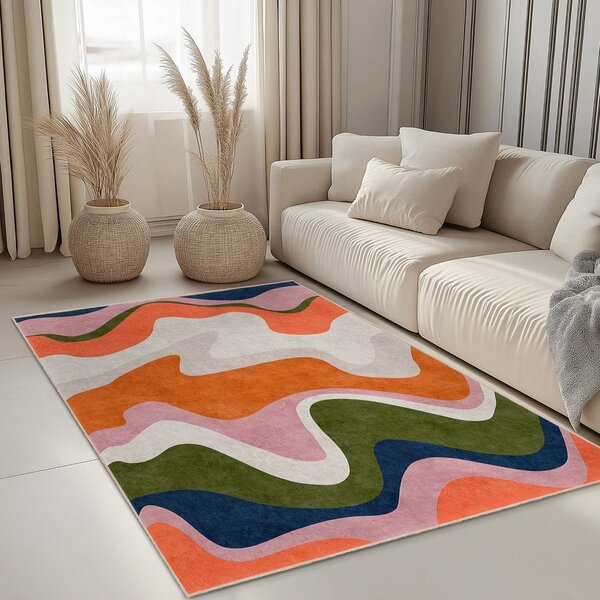 Covor tip traversă portocaliu lavabil 60x230 cm Squiggly Orange – Mila Home