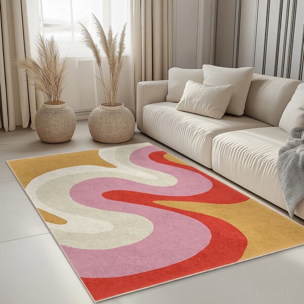 Covor galben-roz lavabil 60x100 cm Raspberry Creamsicle – Mila Home