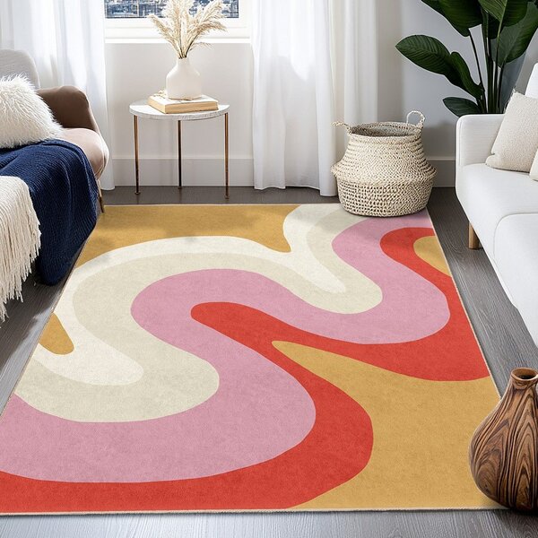 Covor galben-roz lavabil 60x100 cm Raspberry Creamsicle – Mila Home
