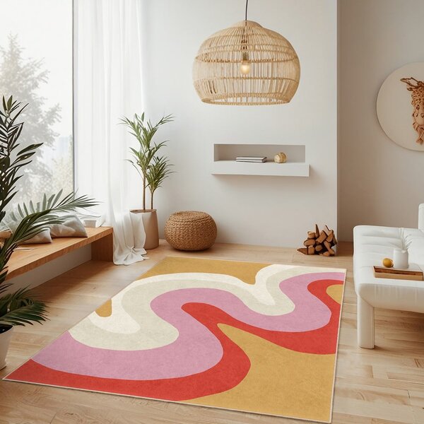 Covor galben-roz lavabil 60x100 cm Raspberry Creamsicle – Mila Home