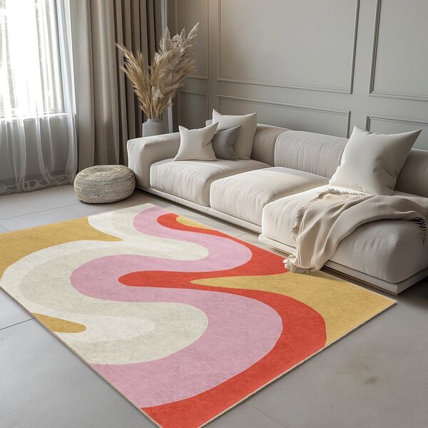 Covor galben-roz lavabil 60x100 cm Raspberry Creamsicle – Mila Home