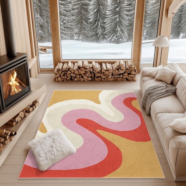 Covor galben-roz lavabil 60x100 cm Raspberry Creamsicle – Mila Home
