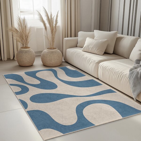 Covor tip traversă albastru lavabil 80x200 cm Blue Latte – Mila Home