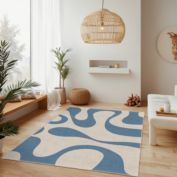 Covor tip traversă albastru lavabil 80x200 cm Blue Latte – Mila Home