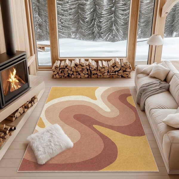 Covor galben ocru-roz prăfuit lavabil 160x230 cm Strawberry Creamsicle – Mila Home