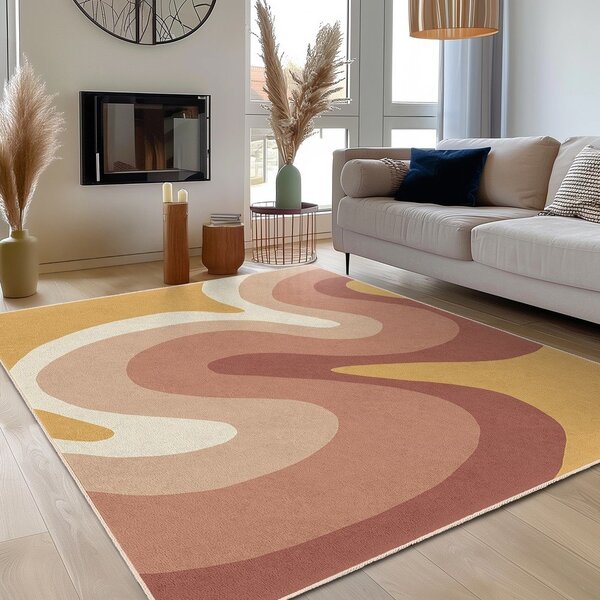 Covor galben ocru-roz prăfuit lavabil 160x230 cm Strawberry Creamsicle – Mila Home