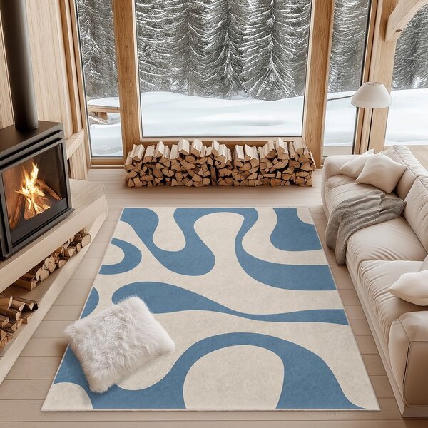 Covor tip traversă albastru lavabil 80x200 cm Blue Latte – Mila Home