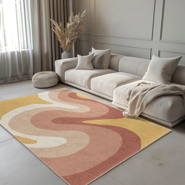 Covor galben ocru-roz prăfuit lavabil 160x230 cm Strawberry Creamsicle – Mila Home