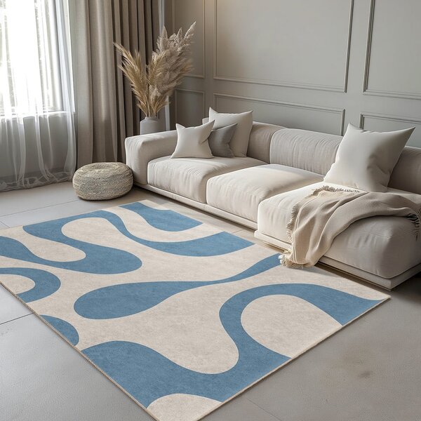 Covor tip traversă albastru lavabil 80x200 cm Blue Latte – Mila Home