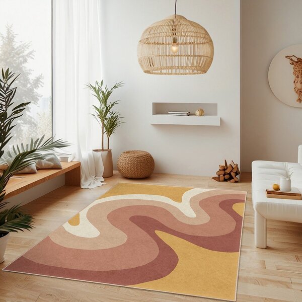 Covor galben ocru-roz prăfuit lavabil 160x230 cm Strawberry Creamsicle – Mila Home