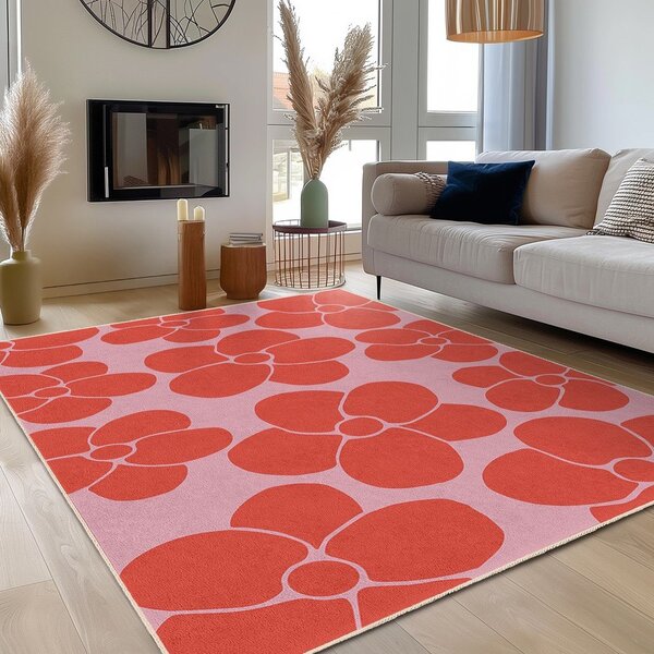 Covor tip traversă roșu-roz lavabil 60x230 cm Poppy Fields – Mila Home