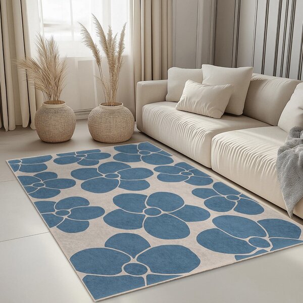 Covor tip traversă albastru lavabil 60x230 cm Blue Meadow – Mila Home