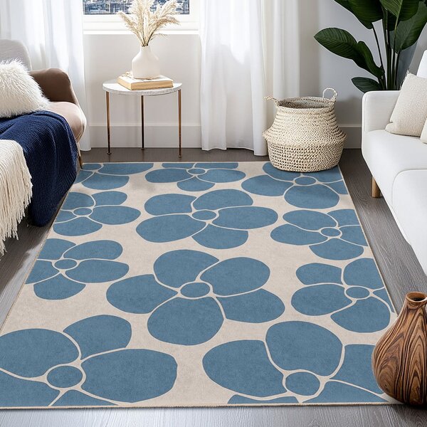 Covor tip traversă albastru lavabil 60x230 cm Blue Meadow – Mila Home