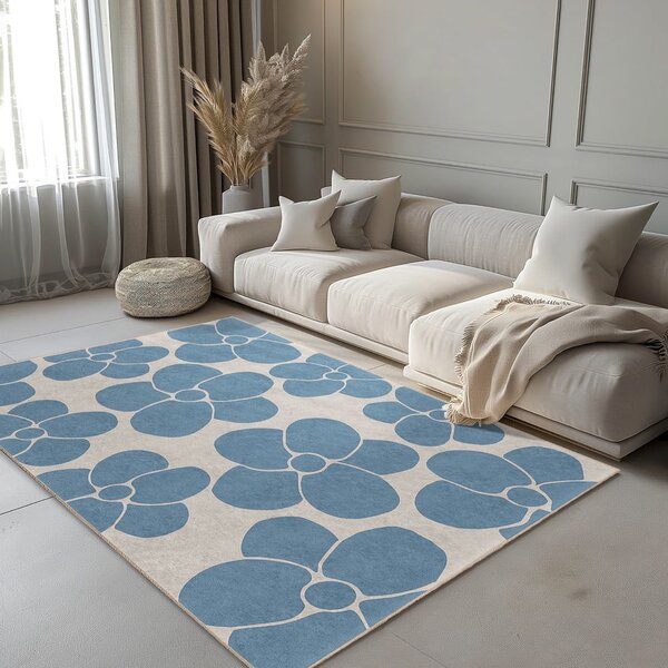Covor tip traversă albastru lavabil 60x230 cm Blue Meadow – Mila Home