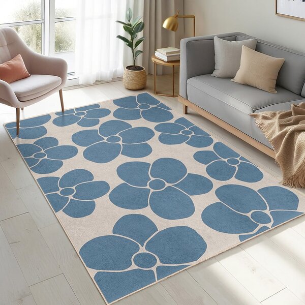 Covor tip traversă albastru lavabil 60x230 cm Blue Meadow – Mila Home