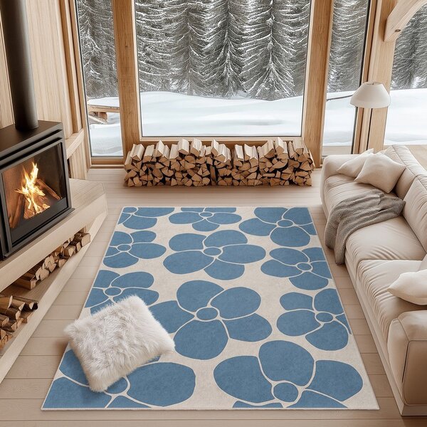 Covor tip traversă albastru lavabil 60x230 cm Blue Meadow – Mila Home