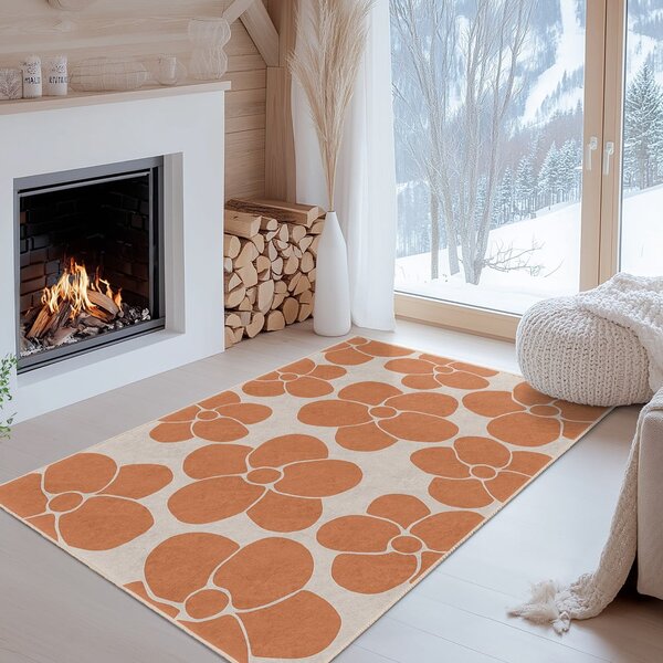 Covor tip traversă portocaliu lavabil 60x230 cm Orange Meadow – Mila Home