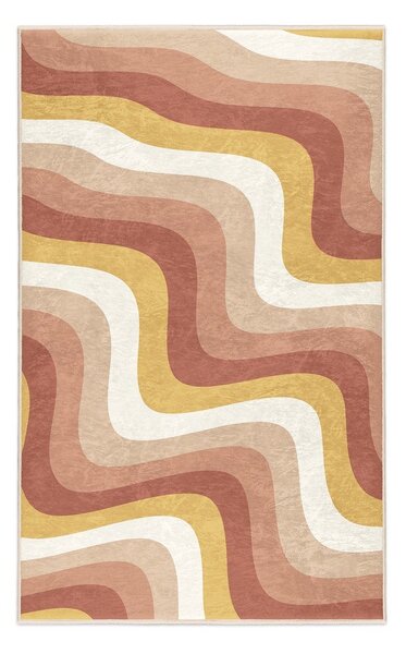 Covor galben ocru-roz prăfuit lavabil 60x100 cm Creamy Strawberry Swirl – Mila Home