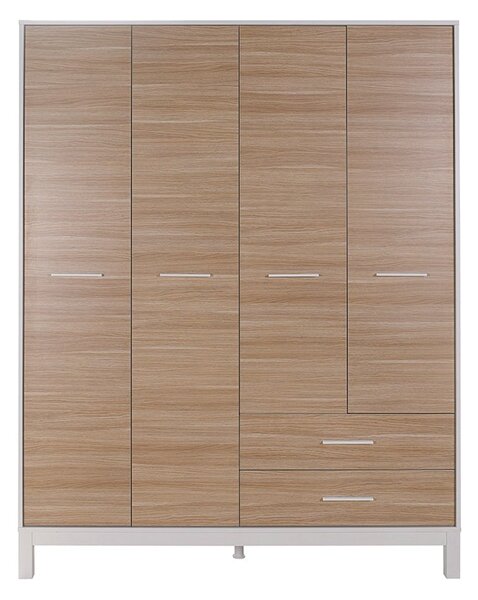 Dulap Haine Adore London, 4 usi si 2 sertare, Alb - Stejar, 159x202x52 cm